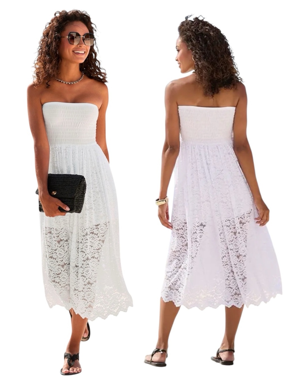 Women’s Convertible White Lace Maxi Skirt - Elegant Women's Summer Skirt - Picture 5 of 14